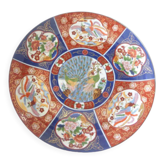 Porcelain plate Japan, decorative plate, bird decor, imari, polychrome,