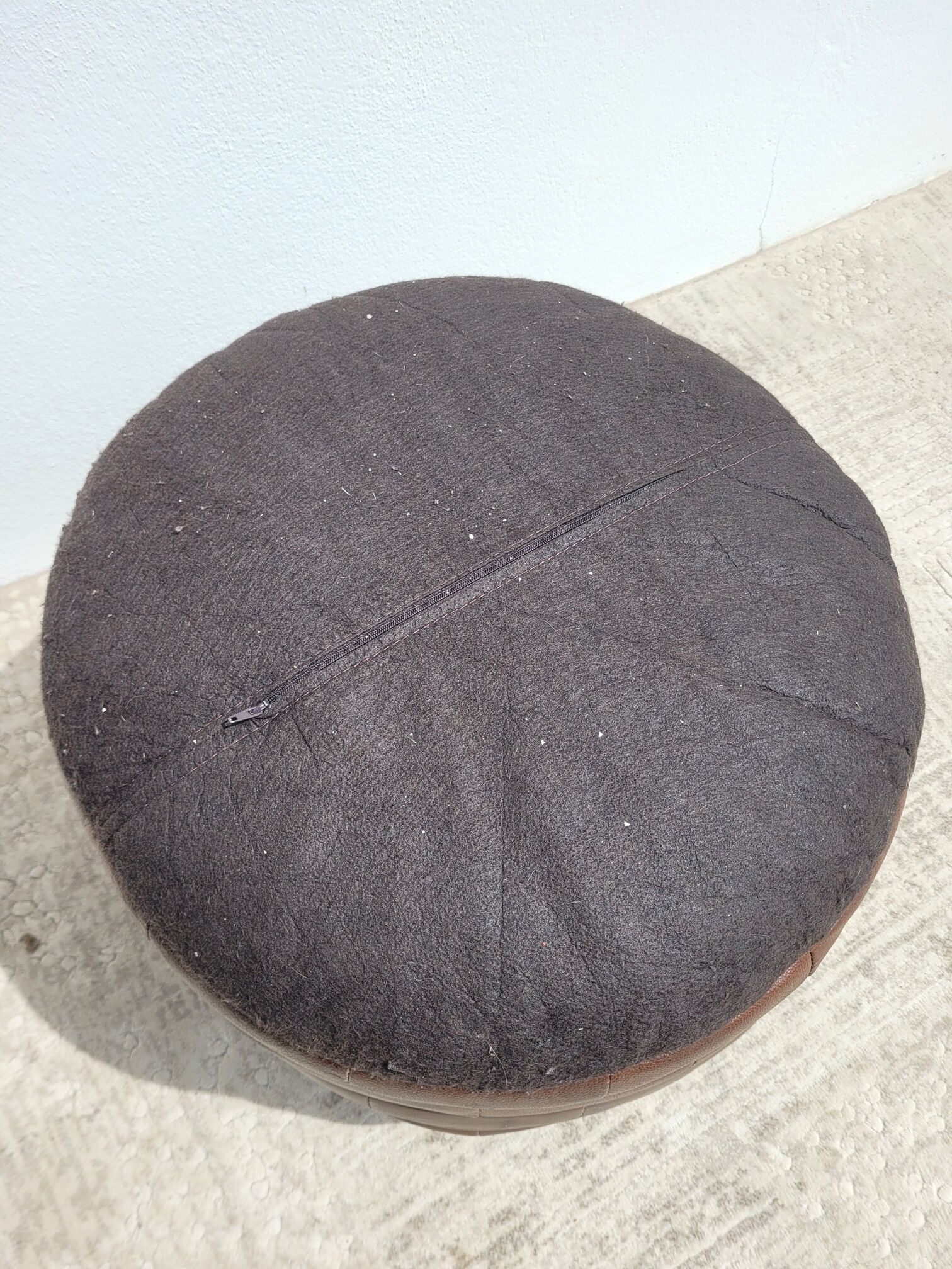 Pouf cuir en parchwork