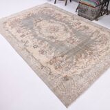 6x9 Ash Gray Handmade Wool Turkish Vintage Rug, 188x290Cm SK 5073