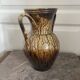 Ancien Vase Amphore Anse Grès Pyrite Vernis Emaillée Coulure Marron