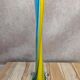 Vintage glass vase in blue and yellow Murano style.