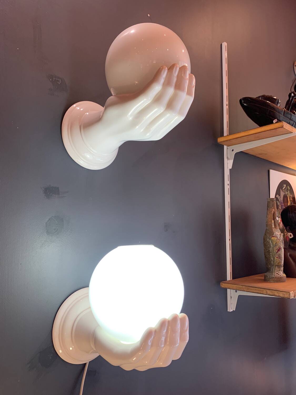 Handmade ceramic wall lamp from the 80s