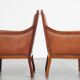 Majestic, luxurious set of 4 cognac-colored cowhide leather Art Deco design armchairs