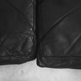 Mid-century modern black leather Scandinavian sofa, 1960s