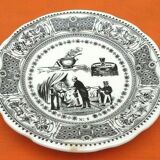 Plate " rebus " Faience of Gien After the soup a glass of wine removes a shield from the...