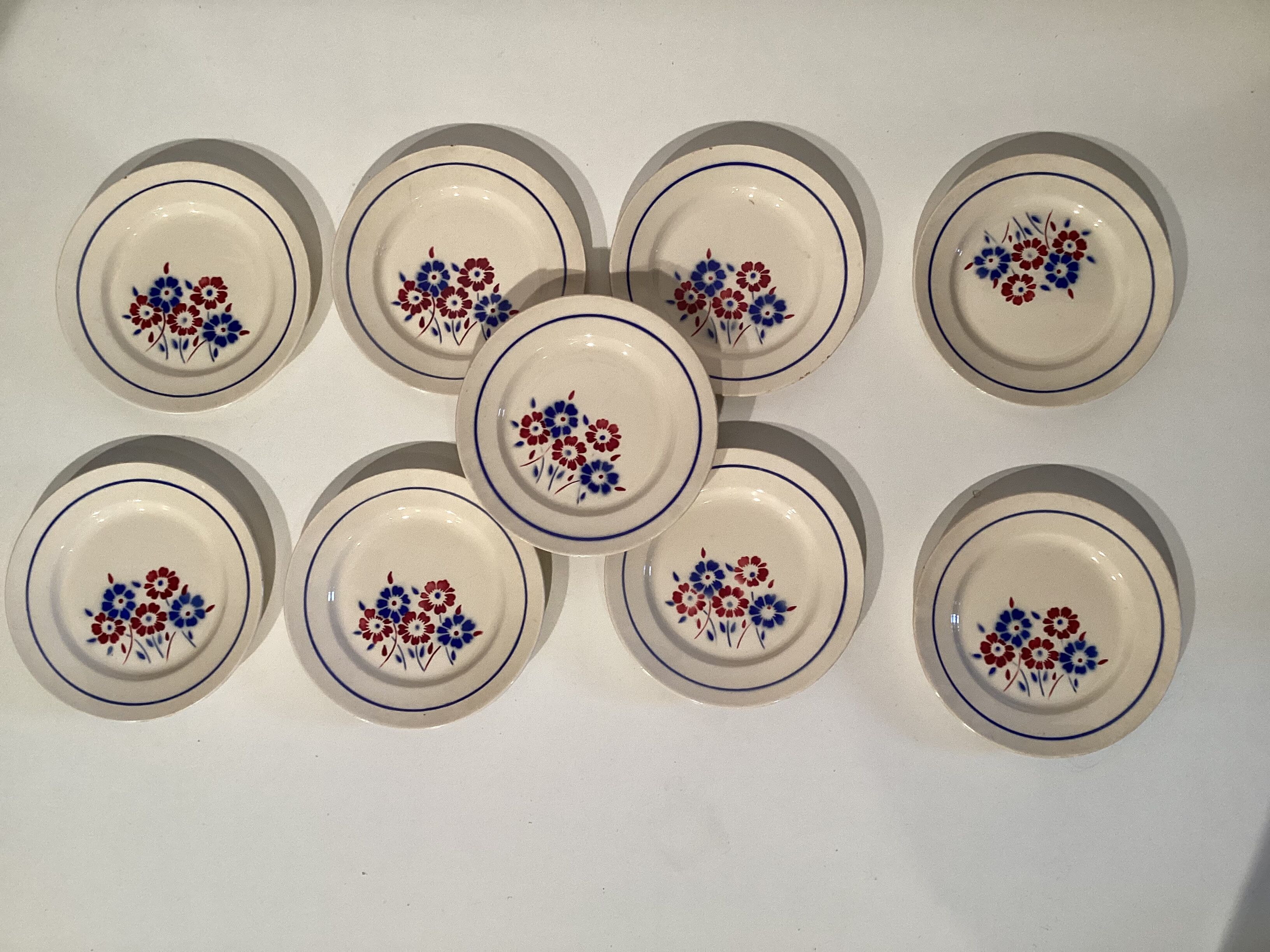 10 assiettes à dessert anciennes K&G Luneville Début XXème Porcelaine