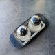 Vintage glass and chrome salt and pepper shaker set.