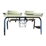 Double school desk with schoolbag storage