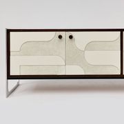 Vintage sideboard with handmade relief surface, metal, Germany, 1960s