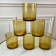 Set of 6 yellow bubble glass water glasses 70s