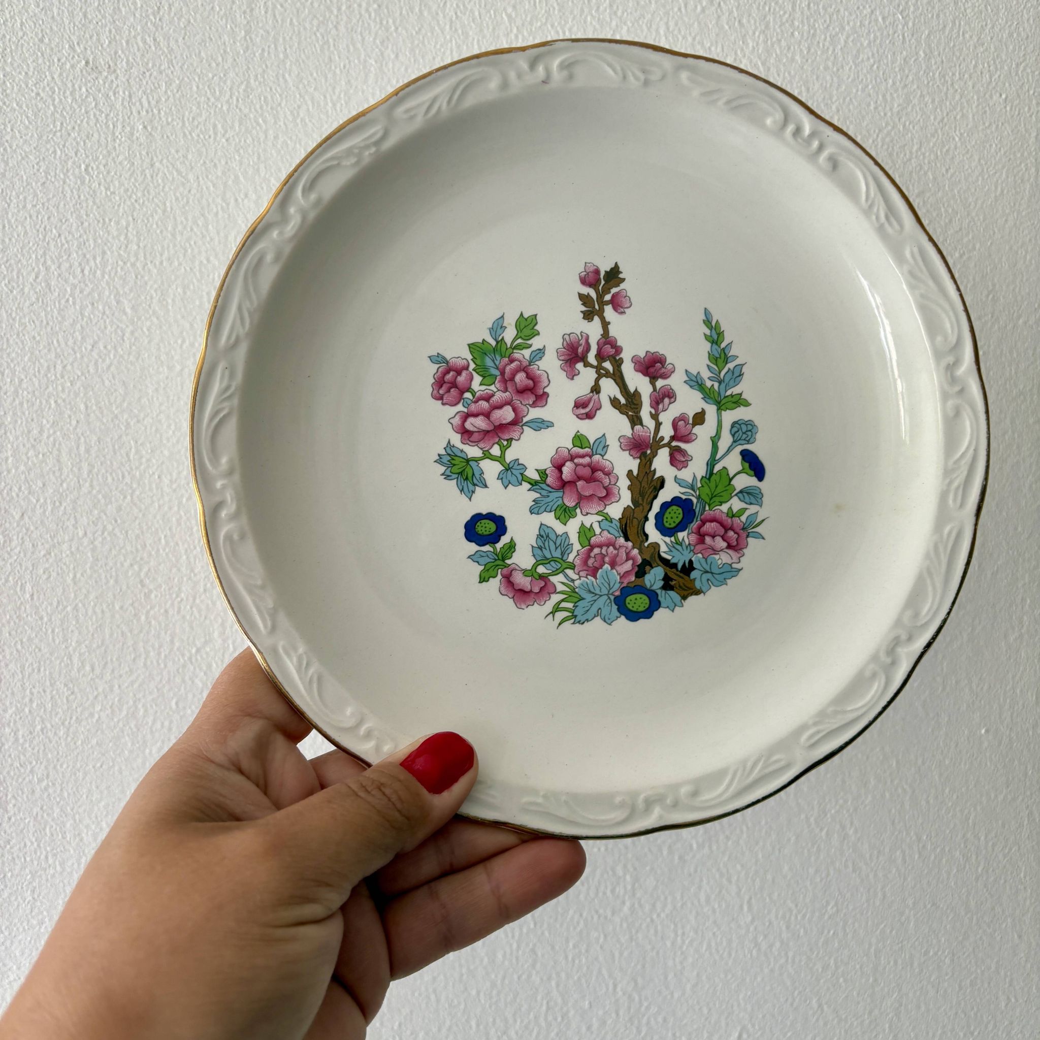 Set of 6 vintage dessert plates, "Indian Tree" pattern by Digoin