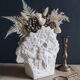 Angel Vase in White Plaster, Vintage Planter with Cherub and Flower Motif