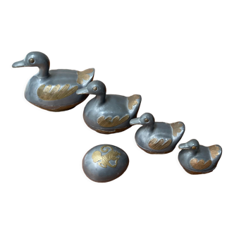 Series of 5 pieces tinker and brass duck canards