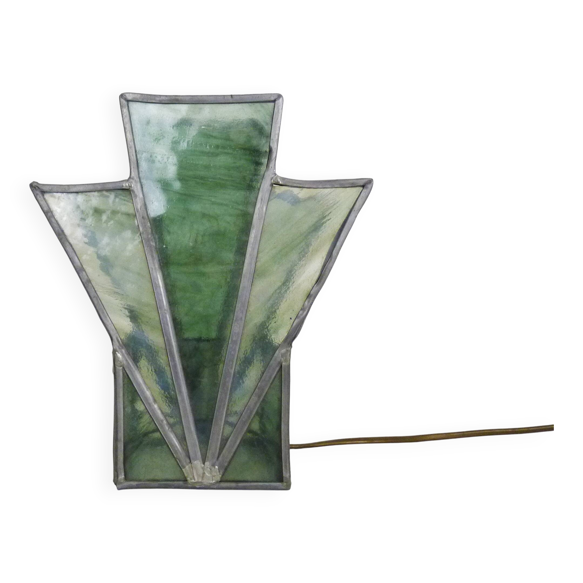 Lampe ou applique murale en vitrail et plomb. Époque Art Déco