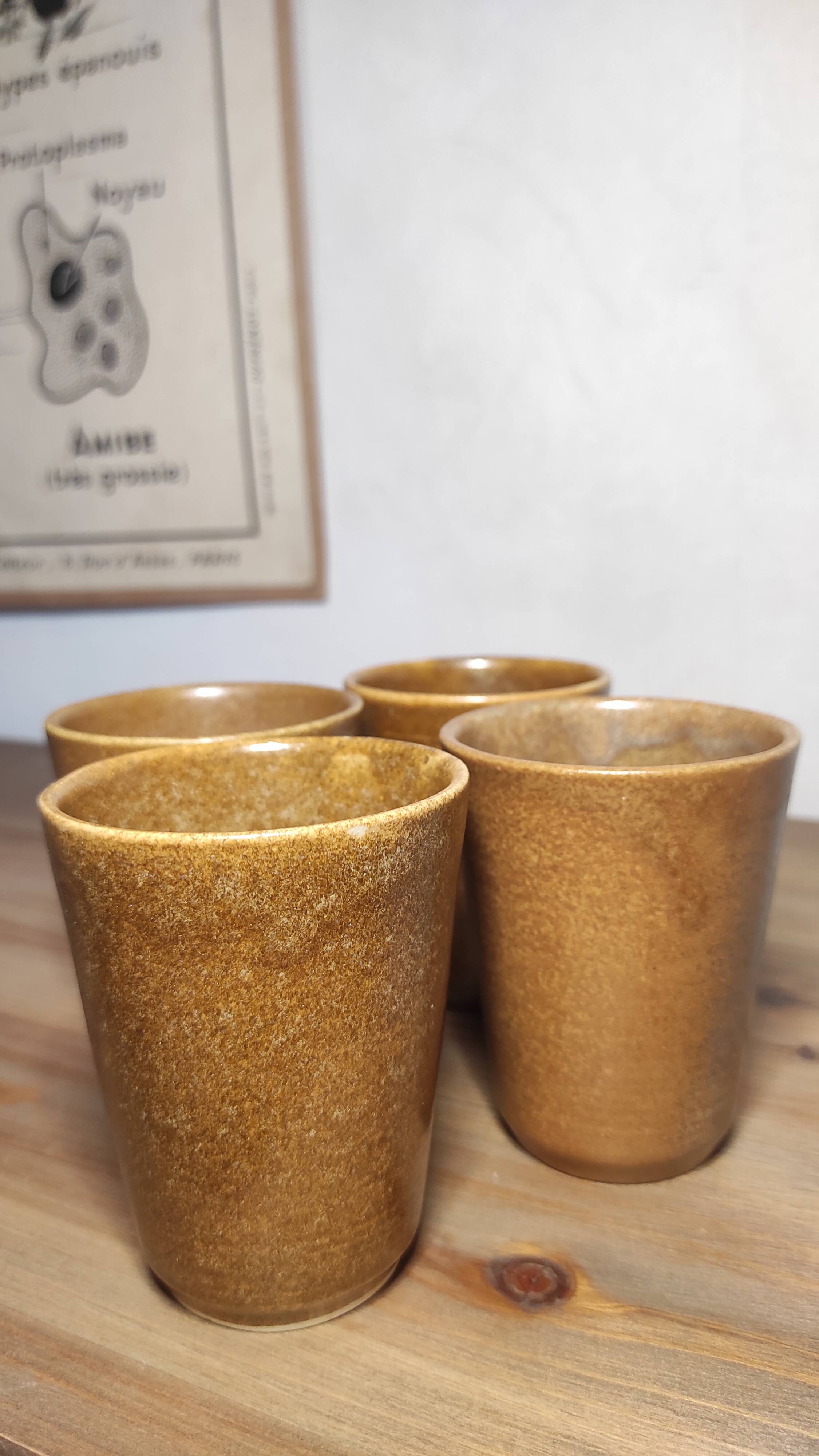 Set of 4 Digoin stoneware glasses