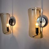 Pair of black sconces, murano glass, Italy, 1960