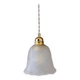 Vintage frosted glass tulip pendant light