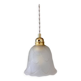 Vintage frosted glass tulip pendant light