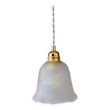 Vintage frosted glass tulip pendant light
