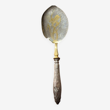 Art-Nouveau Ice Cream Scoop Floral Decor - Silver & Vermeil