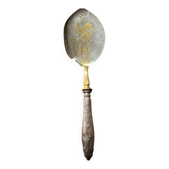 Art-Nouveau Ice Cream Scoop Floral Decor - Silver & Vermeil