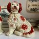 Pair of red Cavalier King Charles dogs in Staffordshire pottery, 19th century.