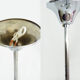 Lustre ancien à 3 branches en métal chromé et globe chrome à effet miroir 70