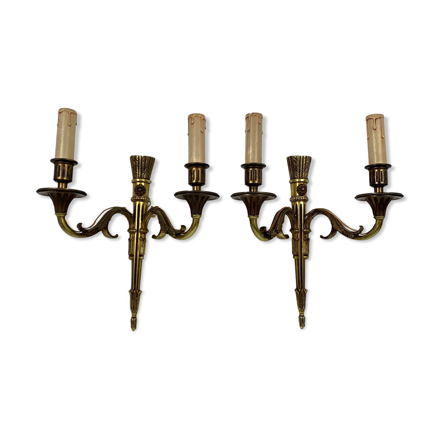 Pair of gold bronze wall ligt old or Empire Carquois Fleche Lucien Gau Paris