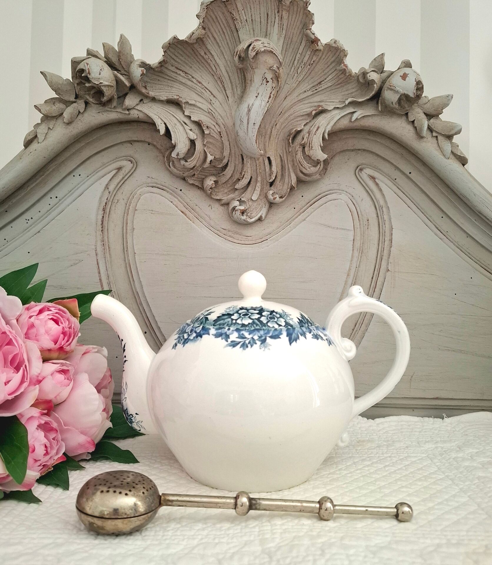 Antique teapot in ironstone pottery