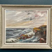 Oil on Canvas Original Swedish – 'Sea' by Holger Almquist – Signed – Vintage and Framed – 50 × 40 cm (19.7 in × 15.7 in)