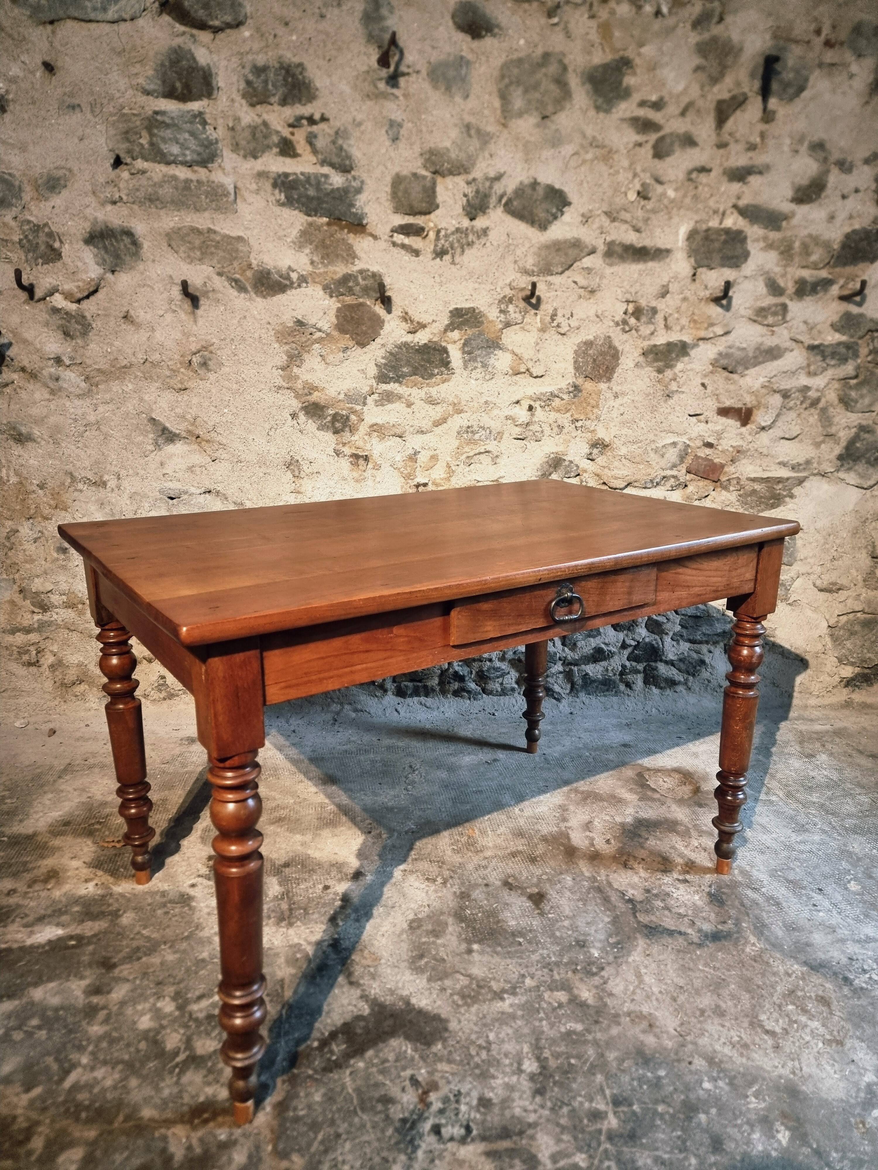 French vintage cherry wood table, circa 1920–1940.