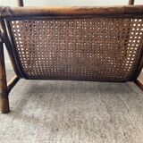 Vintage rattan side table with magazine holder