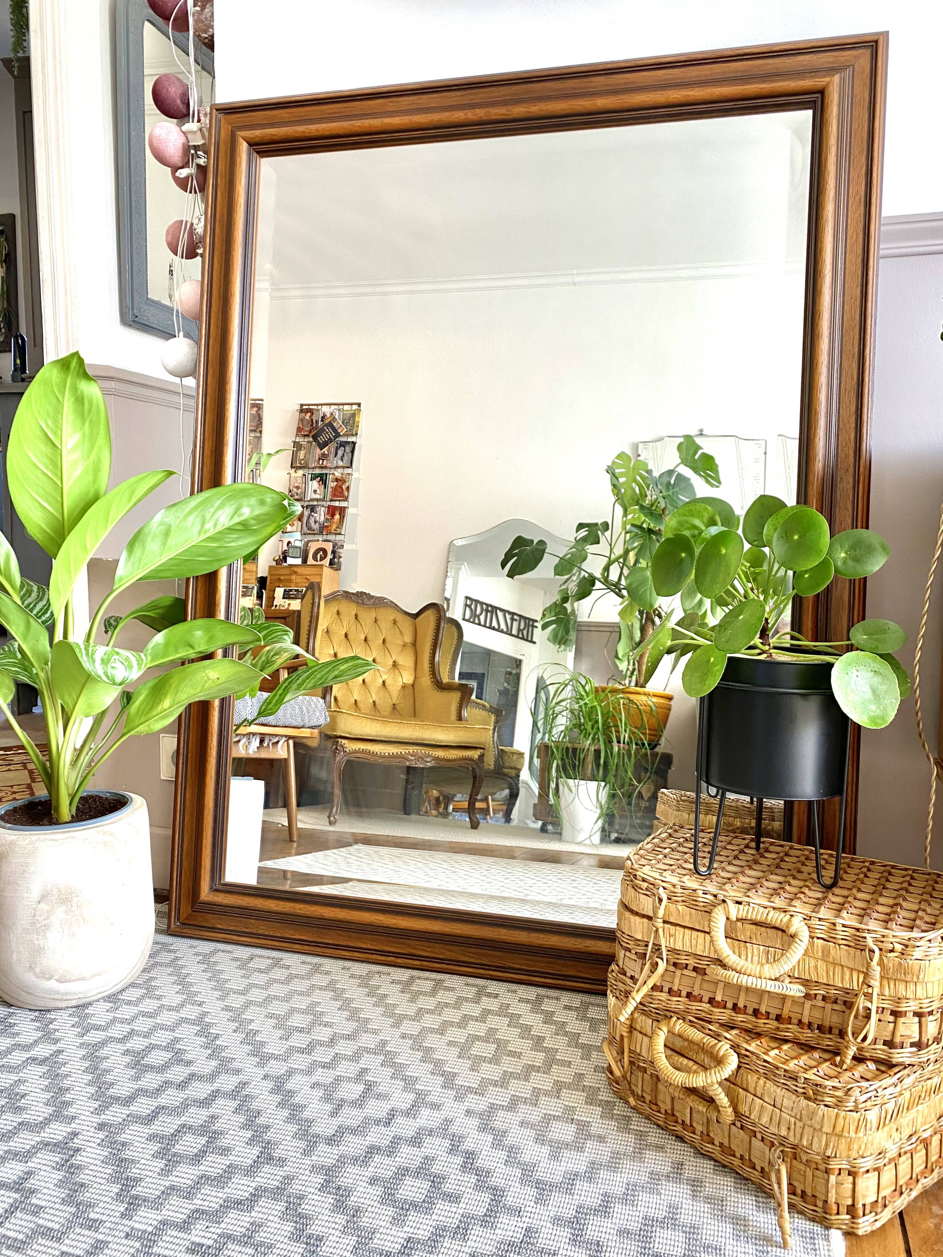 Vintage beveled wooden mirror 120x92