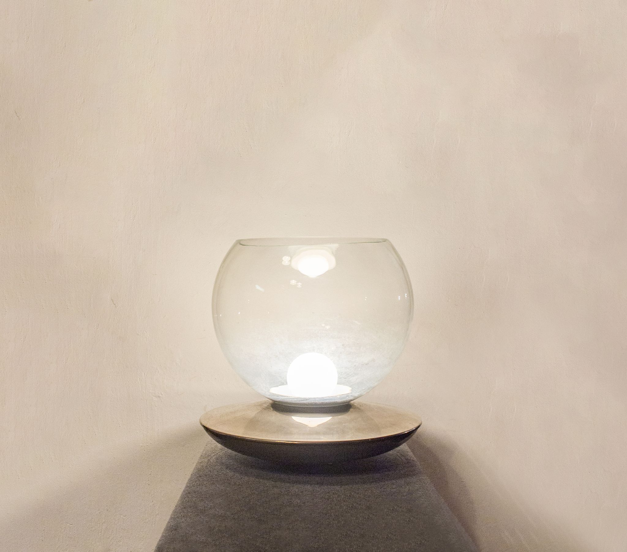 Lampe de table en verre et métal chromé Italia Anni '70