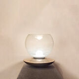 Table lamp in glass and chromed metal Italia Anni '70