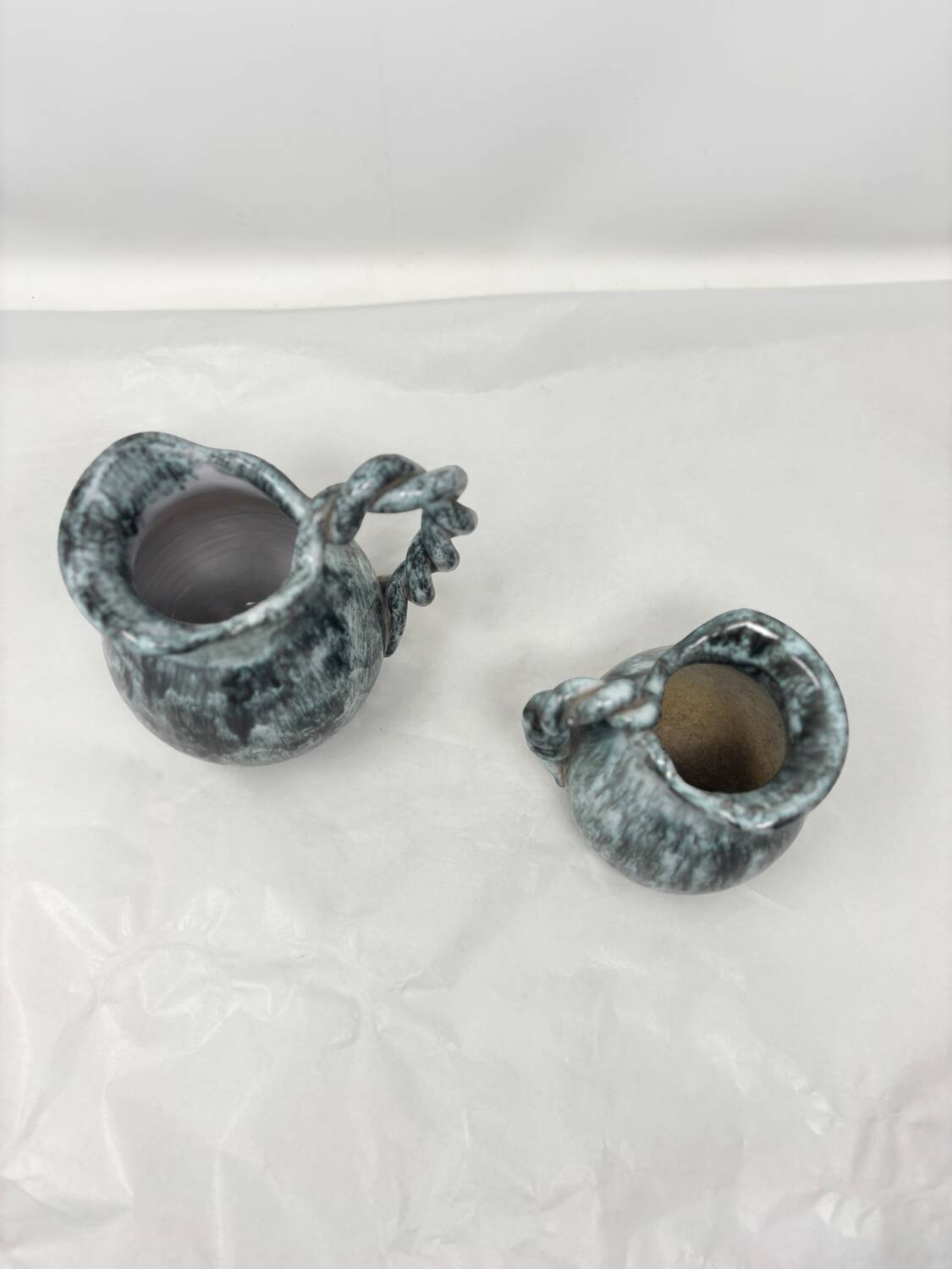 Set of 2 Alexandre art deco ceramic pitchers