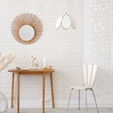 Old large rattan sun mirror