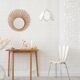 Old large rattan sun mirror