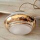 White and gold opaline globe hanging lamp 1950