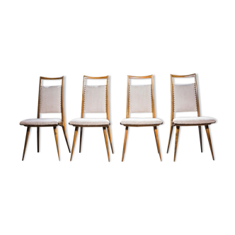Vintage Cherry Dining Chairs, 1960s, Set of 4