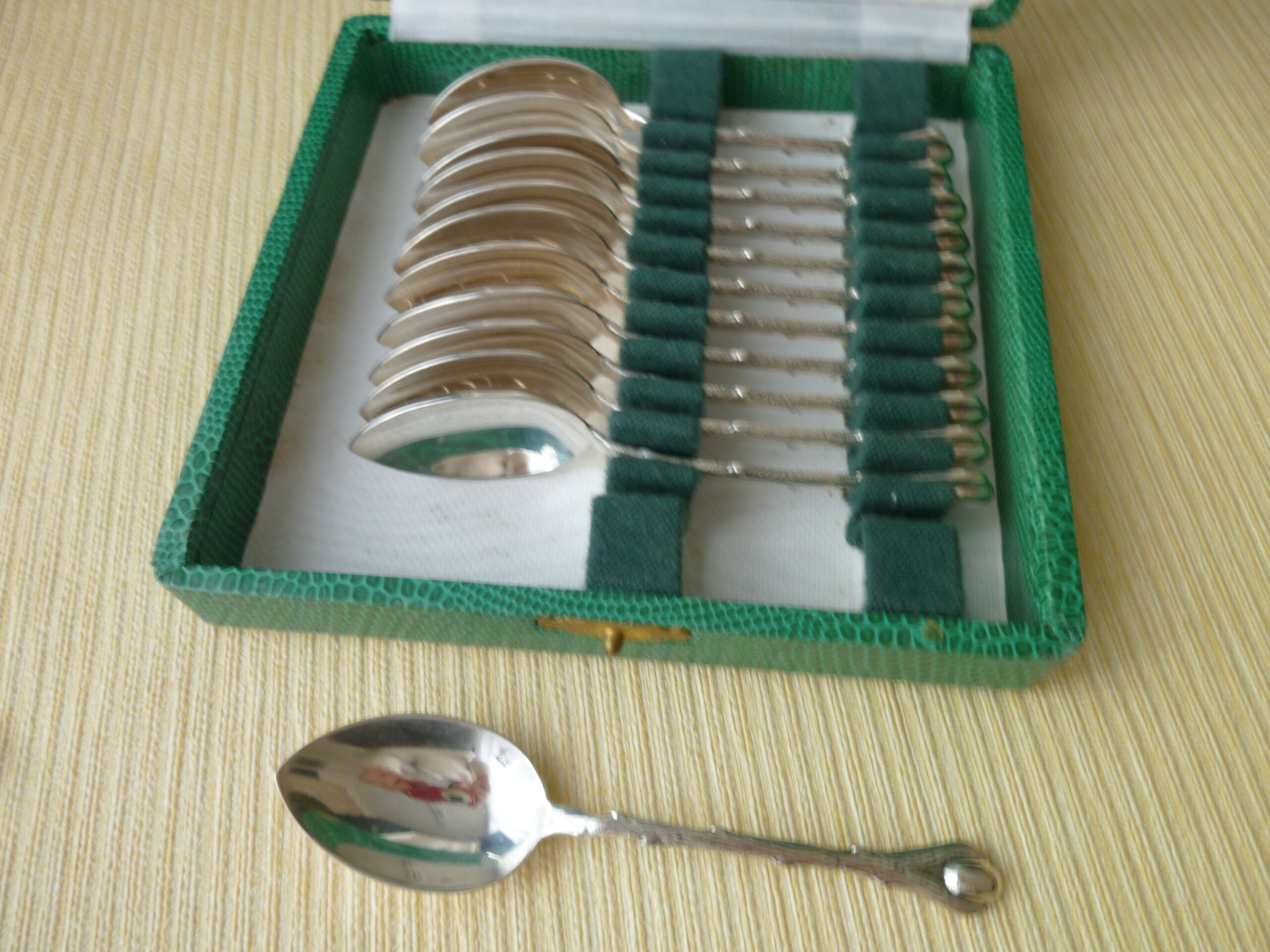 12-spoon box silver metal mocha model "Coffee beans"