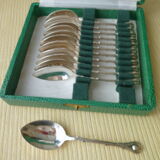 12-spoon box silver metal mocha model "Coffee beans"