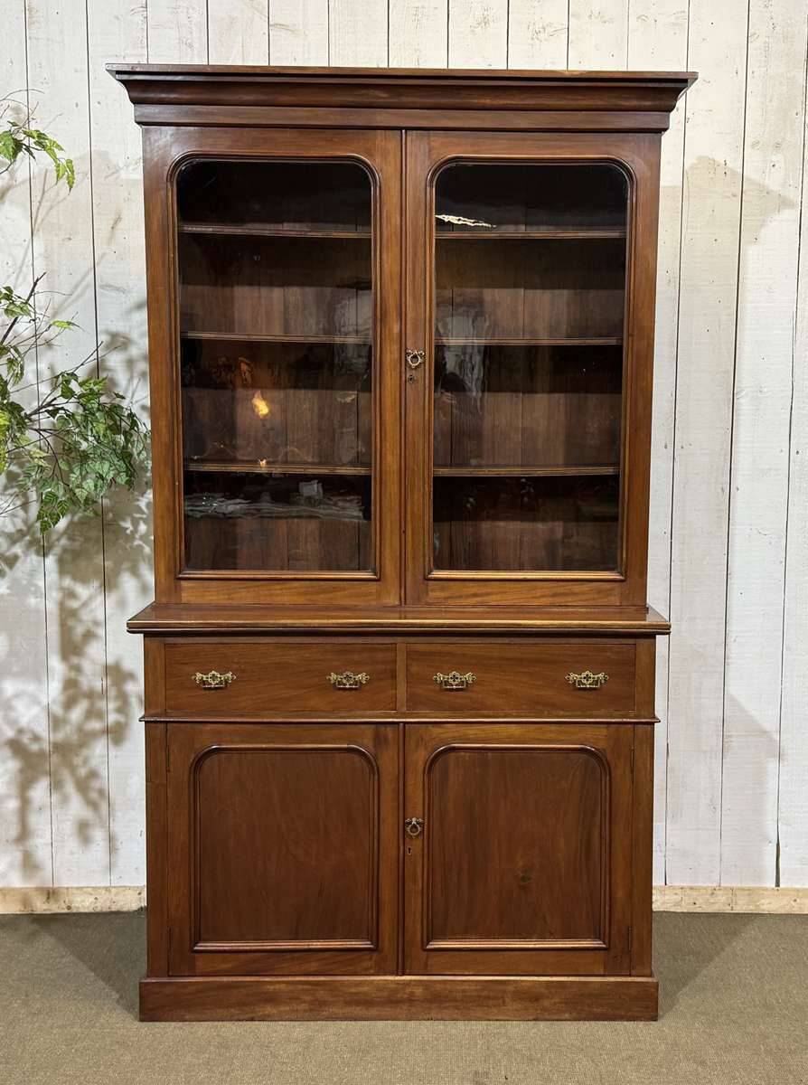 Victorian 19th-century mahogany two-body library