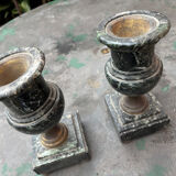 Pair of green marble vases