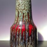 Vase west germany céramique émaillée multicolore + anse vintage