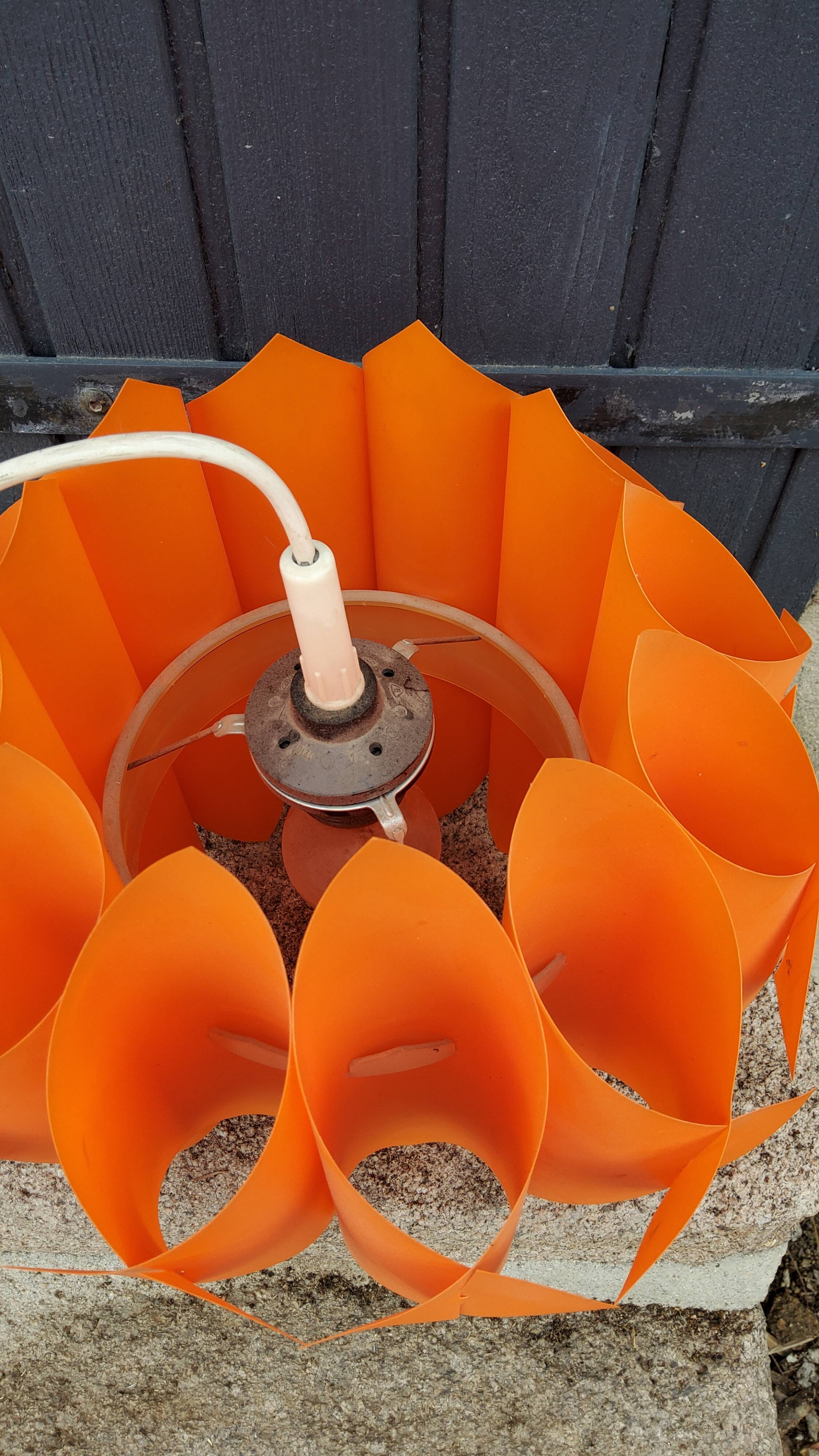 Suspension lamp by Lars Schioler butterfly model Hoyrup Light plastic editor orange 1968