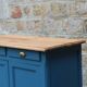Vintage deep blue Parisian sideboard & natural wood top