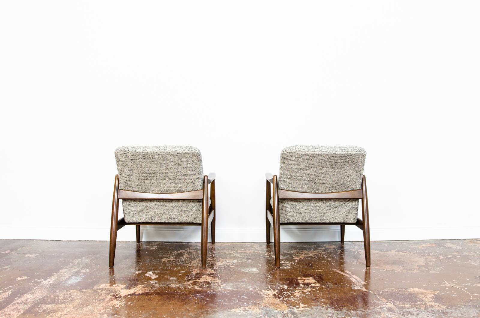 Pair of mid century green gfm64 armchairs by edmund homa, 1960's