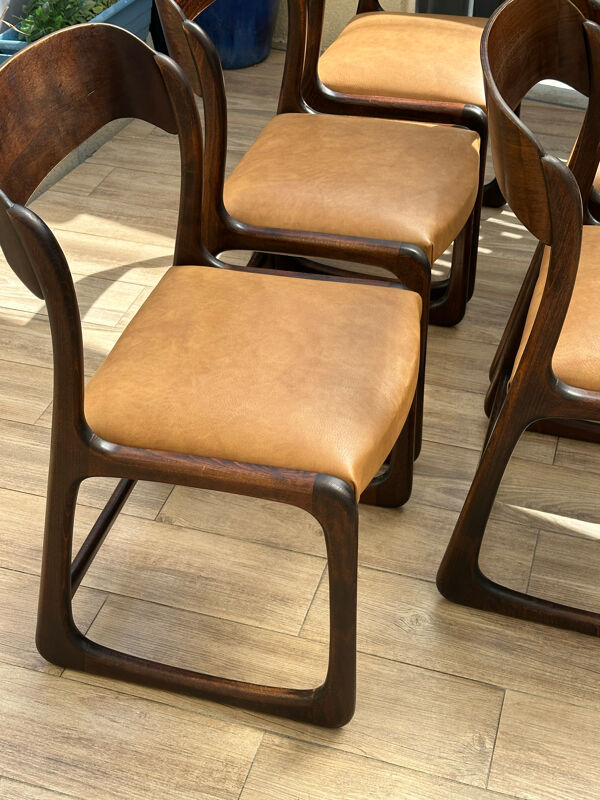 6 chaises traîneau par Baumann - Assises refaites à neuf