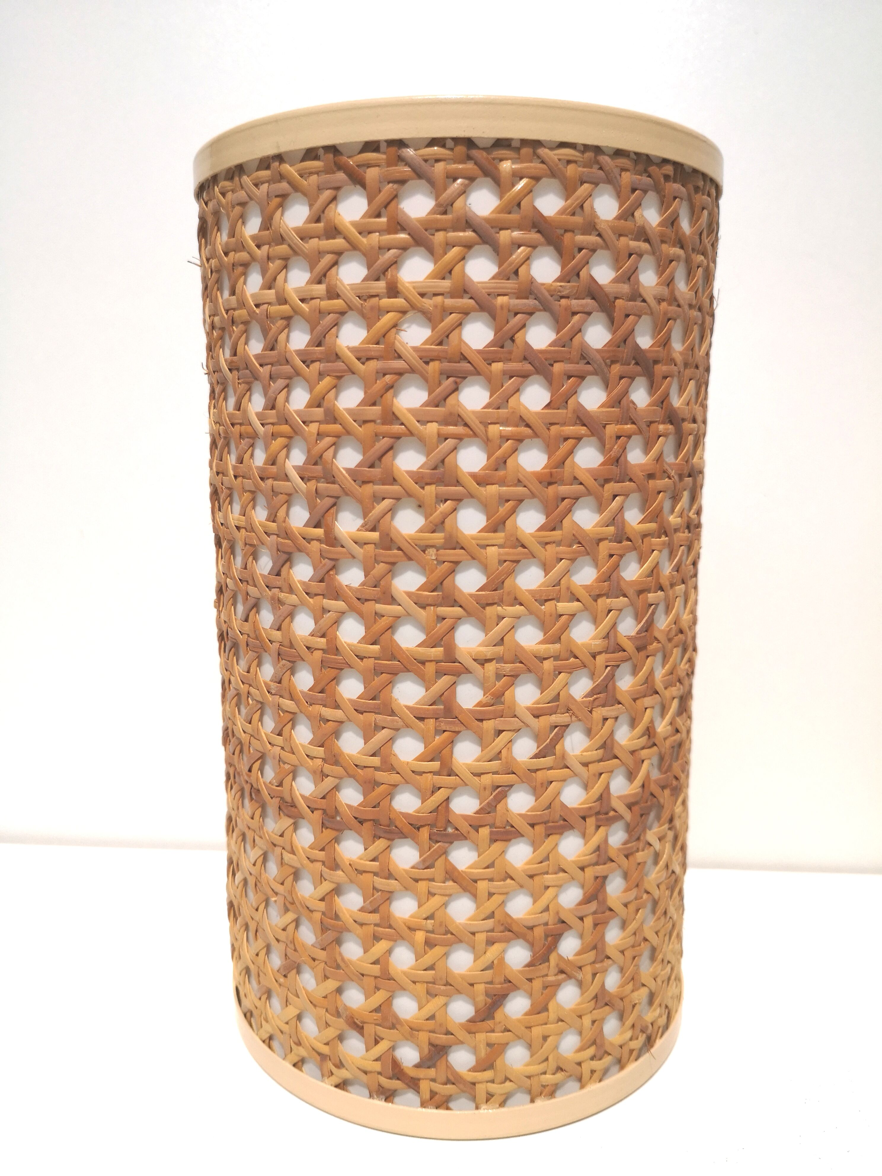 Set of 2 vintage wall lamps in cannage